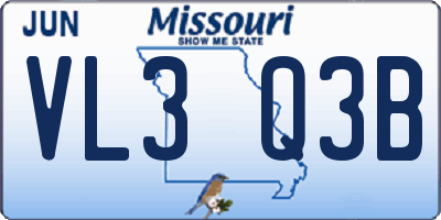 MO license plate VL3Q3B