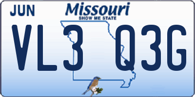 MO license plate VL3Q3G