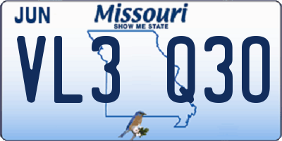 MO license plate VL3Q3O