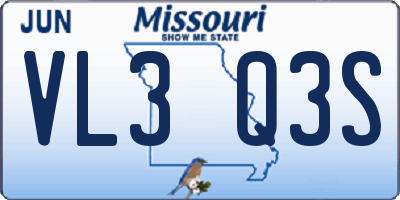MO license plate VL3Q3S