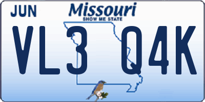 MO license plate VL3Q4K