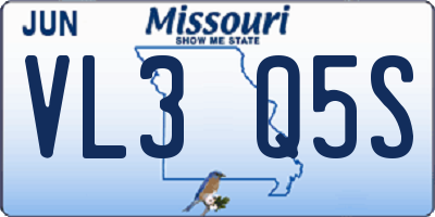 MO license plate VL3Q5S