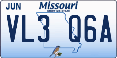 MO license plate VL3Q6A