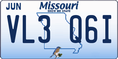 MO license plate VL3Q6I