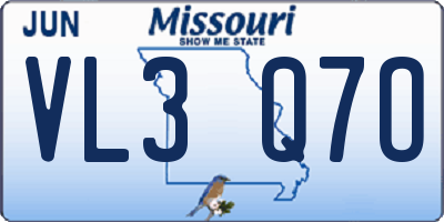 MO license plate VL3Q7O