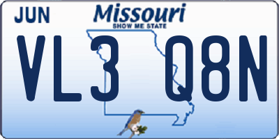 MO license plate VL3Q8N