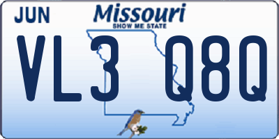 MO license plate VL3Q8Q