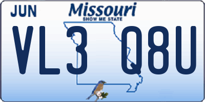 MO license plate VL3Q8U