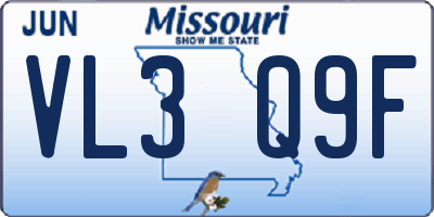 MO license plate VL3Q9F