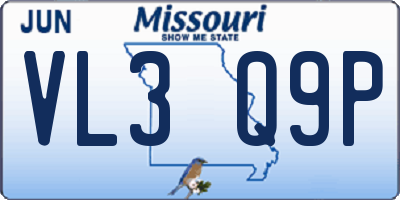 MO license plate VL3Q9P