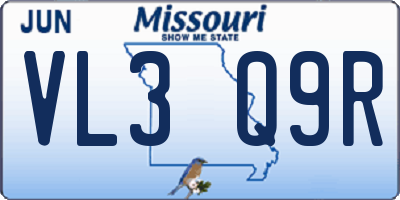 MO license plate VL3Q9R