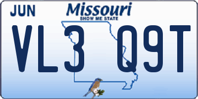 MO license plate VL3Q9T
