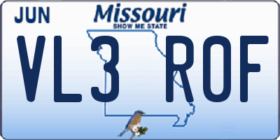 MO license plate VL3R0F