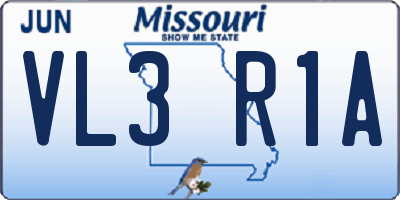 MO license plate VL3R1A
