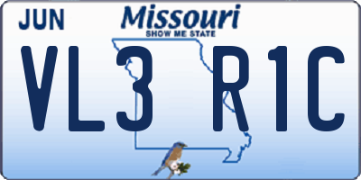 MO license plate VL3R1C