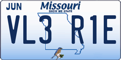 MO license plate VL3R1E