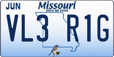 MO license plate VL3R1G