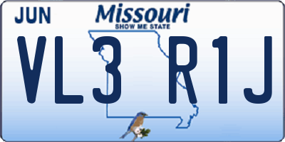 MO license plate VL3R1J
