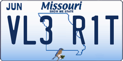 MO license plate VL3R1T