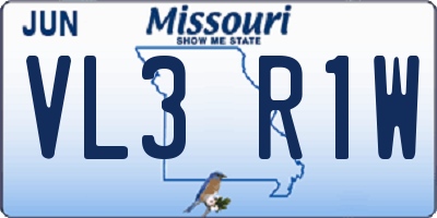 MO license plate VL3R1W