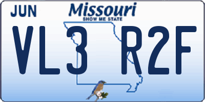 MO license plate VL3R2F