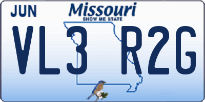 MO license plate VL3R2G