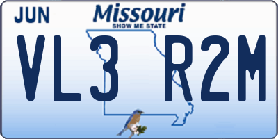 MO license plate VL3R2M