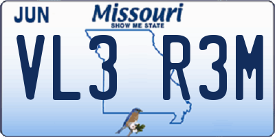 MO license plate VL3R3M
