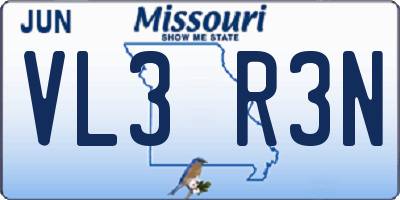 MO license plate VL3R3N