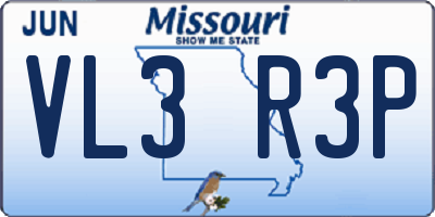 MO license plate VL3R3P