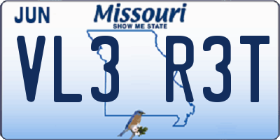 MO license plate VL3R3T