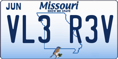 MO license plate VL3R3V