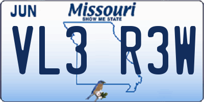 MO license plate VL3R3W