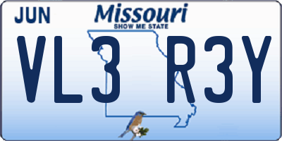 MO license plate VL3R3Y