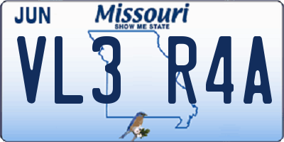MO license plate VL3R4A