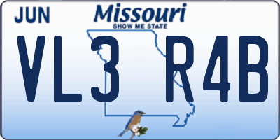 MO license plate VL3R4B