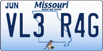 MO license plate VL3R4G