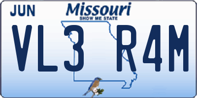MO license plate VL3R4M