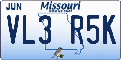 MO license plate VL3R5K
