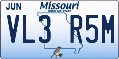 MO license plate VL3R5M