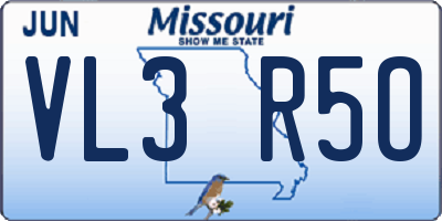 MO license plate VL3R5O