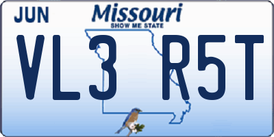 MO license plate VL3R5T