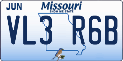 MO license plate VL3R6B