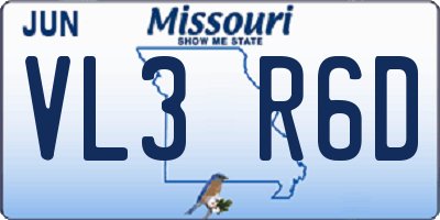 MO license plate VL3R6D
