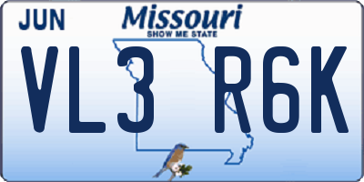 MO license plate VL3R6K