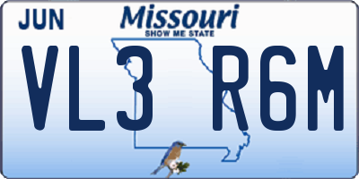 MO license plate VL3R6M