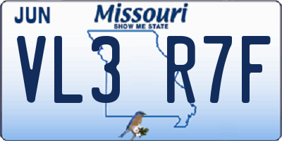 MO license plate VL3R7F