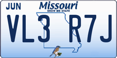 MO license plate VL3R7J