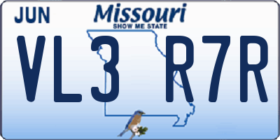 MO license plate VL3R7R