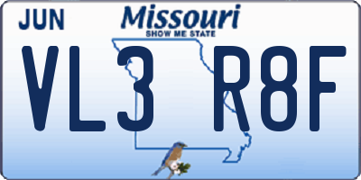 MO license plate VL3R8F